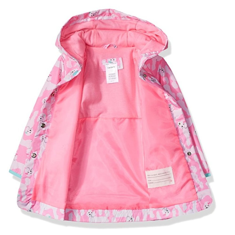 NWT Carter's Toddler Baby Girls Poppy Print Rain Coat Fleece-Lined Jacket 24M 2T - Picture 2 of 6